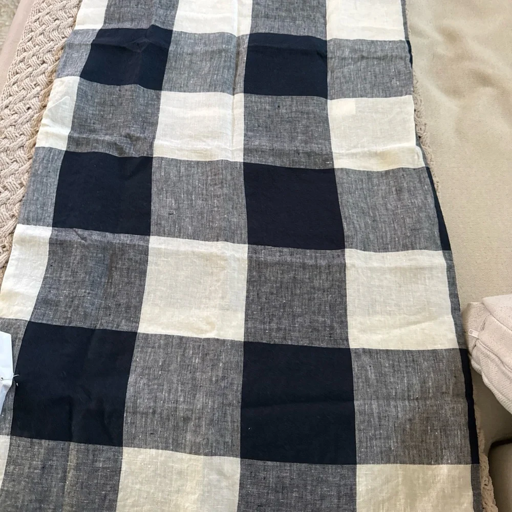 West Elm Heather Taylor Home Gingham Duvet King Sham  Midnight Blue